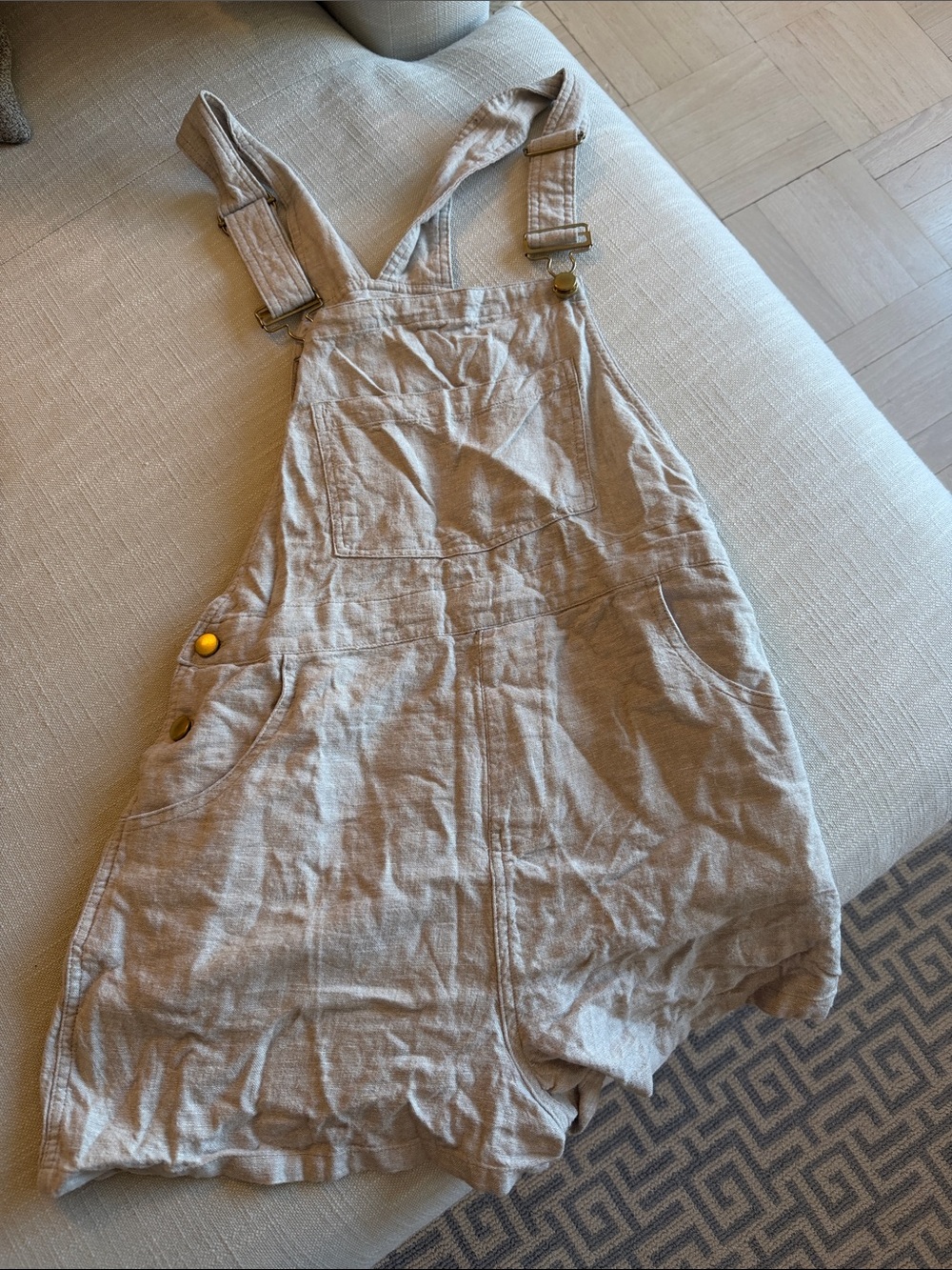 WeWoreWhat Neutral Beige Kids Linen Overalls